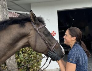 Soledad O'Brien Instagram - Felt like a breakthrough! Jumped an oxer on Rubie. Hit my strides in the lines. Graduated from tiny jumps (post my tumble off of him last summer). And he's a kisser. Feels pretty great.