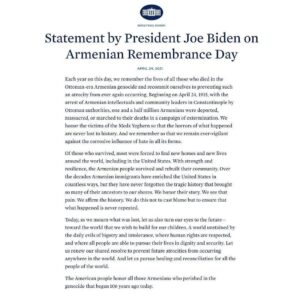 Sona Movsesian Instagram - What a historic day. So happy I’m bringing my boys into a world where their history won’t be ignored by the country they will grow up in. Thank you @potus!