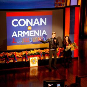 Sona Movsesian Instagram - We’re back with a new season of #INSIDECONAN! This season we’re talking all things “On the Road!” On today’s episode, Mike and Jessie are joined by our good friend Sona to discuss traveling to Armenia for #CONANWithoutBorders. The convo is also briefly hijacked by Joel McHale and Conan himself. Listen at the link in bio!