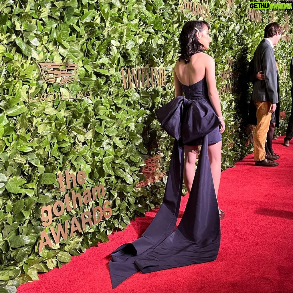 Sophia Anne Caruso Instagram - Gotham Film Awards last eve… Dress by @oscardelarenta vintage jewelry by me @gothamawards @highheelprncess @angvalentine