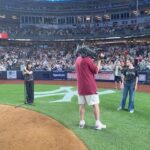 Sophia Anne Caruso Instagram – A pleasure to sing for @yankees alongside @milliesimm performing in ASL. #yankees