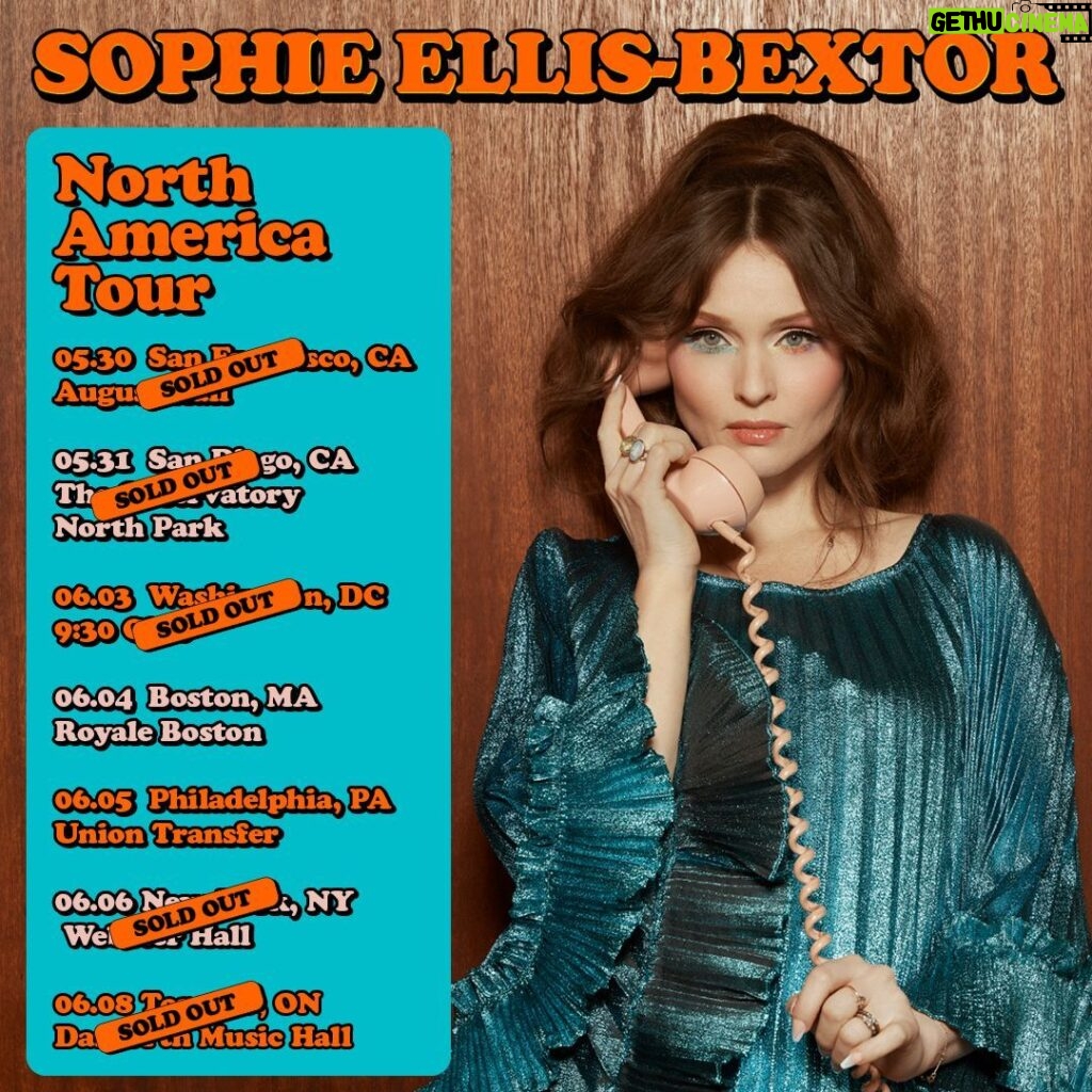 Sophie Ellis-Bextor Instagram - Not long now before my first ever North America tour... can’t wait! Thank you to all of you who have tour tickets already. 5 cities are sold out (wow!) and last few tickets are available in Boston and Philadelphia. It’s going to be a lot of fun. Road trip! See you soon. Link in bio for last remaining tickets!