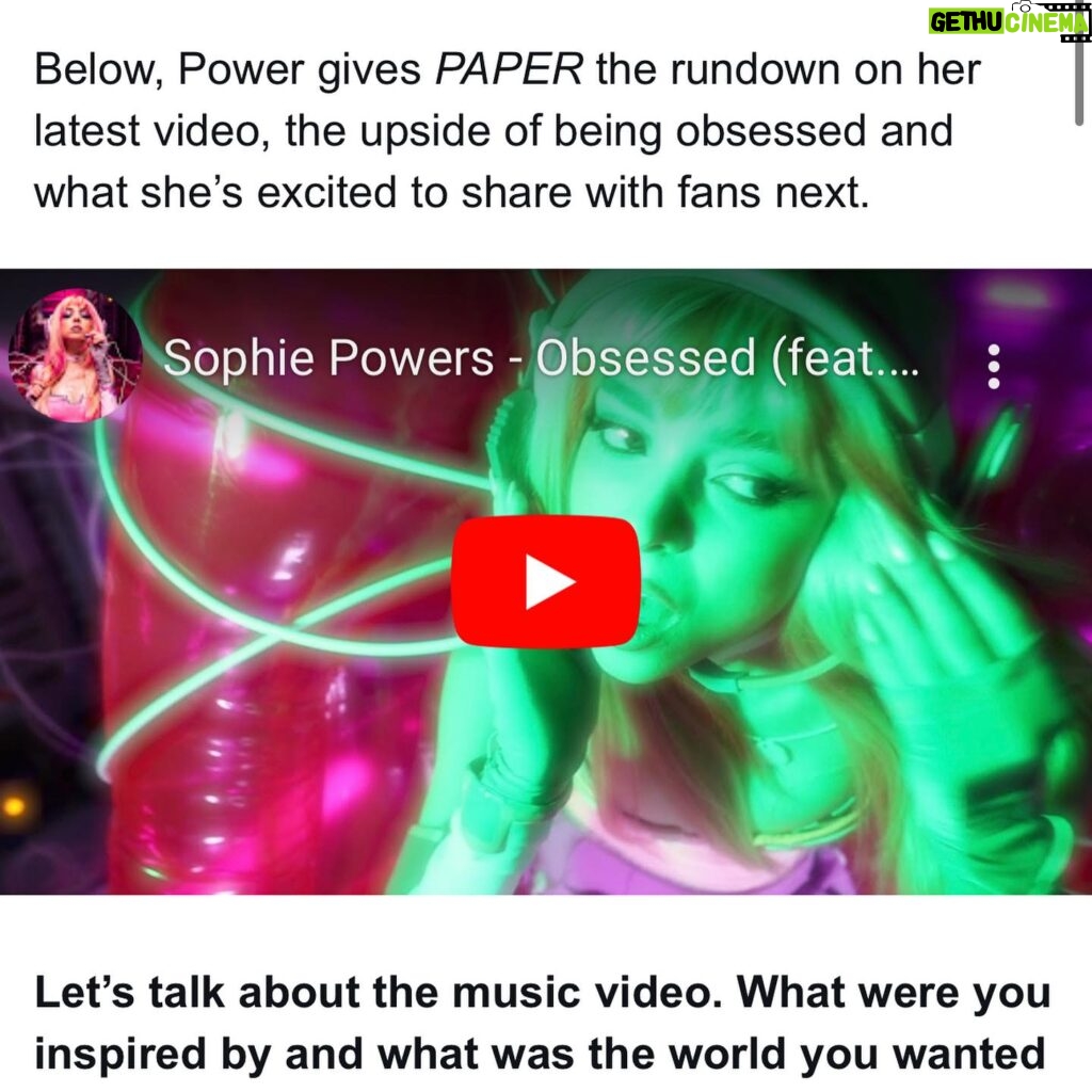 Sophie Luborsky Instagram - @papermagazine premiered the obsessed visualizer MV this morning ! Amazing article written by @ericacxmpbell 💗 Video by @averagecowgirl Photos by @bish.op