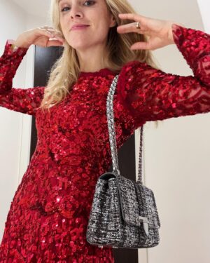Sophie Rundle Instagram - Little moment of appreciation for this beautiful glittery dress, bag and Saturday night spent watching strictly come dancing with my beautiful glittery mum ❤️💃🏻✨