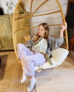 Sophie Rundle Instagram - Thank you so much for the birthday love yesterday 💕🥳 It started out as a bit of a wash out - rain, poorly baby, missing people - but ended up really rather lovely - pyjamas, cake, champagne and an enormous swinging chair that I’m sure you can understand is where I will be conducting all important business from henceforth. So, I think the moral of the story is… novelty seating will cheer up all situations. Or something like that. Maybe it’s love. Probs the chair though. 💕💕💕💕💃🏻