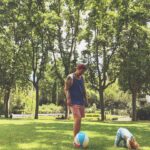 Sophie Rundle Instagram - One of those completely ordinary and yet, somehow, completely perfect days. 🌞✨ Only missing the dog who is holidaying with family back home and who would have liked today’s bouncy ball, hated the heat and is probably enjoying the peace and quiet of life without The Baby. (But if you’re reading this Buddy, we miss you ever so. ❤️🦮)