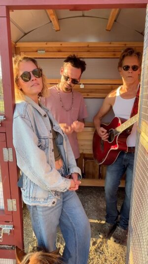 Sosie Bacon Instagram - A little Springsteen to welcome our chickens