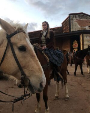 Spencer Locke Instagram - Western work and play with some of my favorite people!Thank you @justinleedirect for the epic story and my partner in crime @imvictoriapratt for constant giggles. Who ever let us sit next to each other let alone make a movie with each other? 👯‍♀️🫶🏻☀️