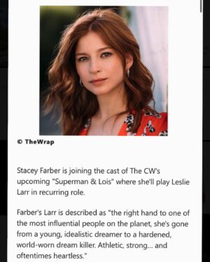 Stacey Farber Instagram - This one’s my favorite character description. So excited to join the cast of @cwsupermanandlois —with my friend @sofiahasmik ! Grateful. ⚡️⚡️💥