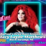 Stacy Layne Matthews Instagram – I’m here Denver!!!!!
Thank you @jessicalwhor
For having me!!!

Here are a list of performers, sponsors and venues. Come party with us Henny!!!!

Performer 1 – Fantasia Royale Gaga 
Insta tag: @fantasiaroyalegaga 

Performer 2 – Stacy Layne Matthews
Insta tag: @stacylmatthews 

Performer 3 – Jake DuPree 
Insta Tag: @jakedupree 

Performer 4 – Chevelle Brooks 
Insta tag: @chevellebrooks 

Performer 5 – The Queen Bee 
Insta tag: @the.queenbee 

Performer 6 – Apollo Infinity 
Insta tag: @paintedfromgod 

Performer 7 – Maria Elaina 
Insta Tag: @maria.elaina.sings 

Performer 8 – Nina Montaldo 
Insta tag: @ninamontaldo

Host/producer – Jessica L’Whor 
Insta Tag: @jessicalwhor 

Host – Felony Misdemeanor 
Insta tag: @felony_misdemeanor 

Sponsors and venues: 
@xbardenver 
@c4hco
@bouletbrothersdragula 
@rupaulsdragrace 
@vjaaron 
@stu_osborne_photog
@marysdenver 
@meow__wolf 
@code_mktg 
@proudcommunications 
@quedesmadrefoodtruck