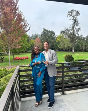 Star Jones Instagram - What an amazing afternoon @lacremawines.  Their dedication to #sustainability made the experience even more wonderful.  From feeding the chickens to examining the grapes like an expert winemaker 😉🍷. Even @iammimimarielugo got in on the fun!  Our @kjwines #sonoma #napa #winecountry adventure continues!