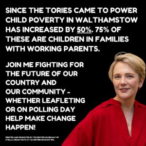 Stella Creasy Instagram - There’s just 12 days to go until polling day but the legacy of change could last a lifetime - if you can spare anytime to help before July 4th to help leaflet or join me on polling day please do let me know! https://workingforwalthamstow.org.uk/election-volunteering