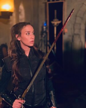 Stella Maeve Instagram - In honor of tonight’s episode of Magicians.... I give you thee, behind the scee, swipe left to get the full effect. #themagicians (Yeah that’s right, I was pregnant the entire season... pregnant and wielding a sword. Making poppa proud!)