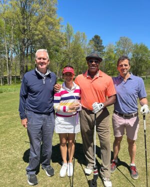 Stephanie Szostak Instagram - A little golf at the Dwight Clark memorial tournament with some cool ball players and a little South Carolina GameCocks cheering. @als @coolkidsclubhousenc #49ers #thecatch