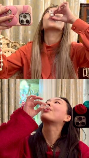 Stephanie Ho Instagram - 年30晚every year with this one @missjni 

We took 10 shots of moutai to get this right😂
