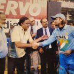 Sumalatha Instagram – Found this priceless treasure of a pic today ! 
2006 , when Ambareesh presented a cheque of 2 lakhs at KSCA stadium to M S Dhoni who was the bright upcoming cricketer back then !
He had seen an interview where Dhoni’s father had apparently said that now Dhoni was getting popular there were lots of visitors coming home , but they didn’t have enough seats to offer them !! This moved Ambareesh totally who was a huge sports & cricket aficionado !
I thought we had lost this picture and was searching desperately for it for years !! Suddenly found it today ..brings back a precious memory !
#Captaincool #MahendraSinghDhoni
#msdhoni #KSCA #cricketnews #Ambareesh #rebelstarambareesh #preciousmemories