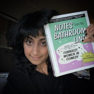 Sunita Mani Instagram - When I think about being a part of this compilation, I go #1 and #2. Thank you for having me @amybethsol, I’m honored to be a part of this collected brilliance 🍓 NOTES FROM THE BATHROOM LINE comes out tomorrow 3/16! And if you fancy, join for a little virtual release, too.