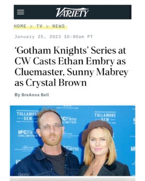 Sunny Mabrey Instagram - So THIS is cool… 🎉. It’s one thing to have the privilege of working on a rad new @thecw show— another thing entirely to get to do it with your special sexy man lover (sry), @ethanembry. Grateful for and to the lovely people at @cwgothamknights including our gorgeous mad genius Tv daughter, @anna_lore and the badass creators/producers/writers/directors,  @natalieabrams @huntvision @chad.fiveash @dannyjohncannon #JamesStoteraux @gberlanti. Also, my reps be killin’ it always. @havenla @peoplestoreagency @jacqwheeler @amyslomo ♥️. Appreciate my fam at @mornellstudios . I’m blessed, y’all. #GothamKnights #theCW #CW #deadline #variety #hollywoodreporter