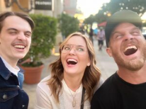 Sunny Mabrey Instagram - FINALLY got to see this (21 year old) kid (with a dapper Wes Anderson-esque mustache) after A YEAR AND A HALF. Yeah. I cried. Anyway, we three have a lot of fun together. #stepson ♥️♥️♥️ @cogeian @ethanembry