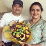 Supriya Pilgaonkar Instagram - Caught unaware, thinking the picture is being taken …When you have a husband who can sing I should have expected. !!