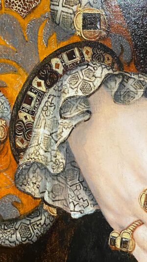 Suzannah Lipscomb Instagram - SNEAK PEEK…

The National Portrait Gallery @npglondonevents in London is opening a new exhibition called Six Lives, examining the portraits of Henry VIII’s queens. Having written for the catalogue, I got early access.

It is an absolute treasure trove. But my favourite is the newly re-discovered and conserved portrait of Queen Kateryn Parr late in Henry VIII’s reign. In an extravagantly bejewelled gown (those massive black stones are diamonds!), she displays her wealth and status. But, discreetly, in enamel around the jewels in her bracelets, the picture also proclaims ‘LAUS DEUS’. Noting that this was incorrect Latin grammar, I tracked the expression down to the Latin Vulgate, where it only appears once, in Psalm 64. The full phrase is ‘Tibi silens laus Deus’ - ‘Remaining silent praise to you, O God’. The painted Kateryn remains silent and praises God, but the actual Kateryn was doing the same. At the time this was painted she had just survived  an accusation of or was about to be accused of heresy. She was writing the personal and Protestant Lamentations of a Sinner, which would be published only after Henry’s death. She was remaining silent, but praising God in her secret heart, even as her outward appearance proclaimed magnificence. 

Find out more in a film coming soon from @historyhit.