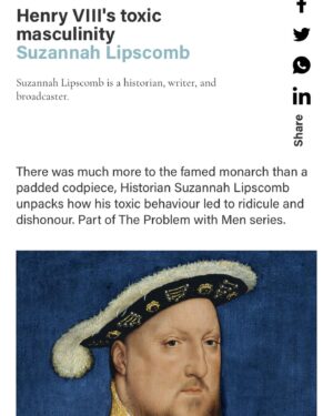 Suzannah Lipscomb Instagram - I’ve written for @seenunseenmag about Henry VIII’s toxic masculinity.

Apologies for linking to the wrong Insta account before…