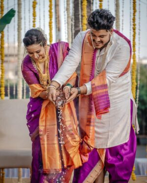 Swanandi Tikekar Instagram - 25•12•2023 ❤️ A Special Date For Us!♾️
& @pngadgilandsons beautiful jewellery made our day extra special!🥰 Thank you so much ✨

Swanandi’s MUAH : @khushbooghodke 
Ashish’s MUAH : @krishna_deshmukh_makeup 
Saree : @saudamini_handloom 
Blouse : @nishfash_design_studio 
Ashish’s Outfit : @saudamini_handloom 
Jewellery : @pngadgilandsons 
Styling : @saudamini_g
Draping : @nilam_art1687 
Pictures : @lensfixed_onkarabhyankar
Asthetics & Skincare : @thefacestudio.in 
Socials and Exclusive PR : @wechitramedia @n.i.d.s_

#SwanandiTikekar #AshishKulkarni #Wedding #ANANDI 💕