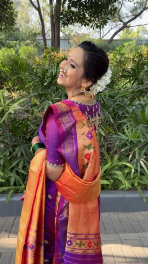 Swanandi Tikekar Instagram - The gorgeous @swananditikekar for her Wedding ceremony in my signature glam! 🤍
.
.
Makeup - @khushbooghodke 
Hair - @hairstyles_by_babita 
Saree - @saudamini_handloom 
Blouse - @nishfash_design_studio 
Jewellery- @pngadgilandsons 
Styling - @saudamini_handloom 
Draping - @nilam_art1687 
Ashish’s outfit - @saudamini_handloom 
.
.
#luxebridalmakeup #signatureglam #KGbrides