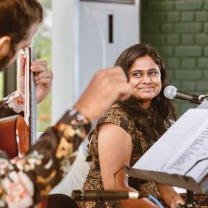 Swarnamalya Instagram - Multi genre Independent & Eclectic repertoire concert for ‘Textures of Traditions’ cultural festival with @mattbaconmusic 

Such a beautiful space was created for us by @swarnamalyag & @radhikaganesh and the entire team of @texturesoftraditions to present music that’s unheard of and of themes that are very close to my heart. It’s not often that as a musician one comes by such a welcoming space & brilliant audience, and I’m so grateful to Swarnamalya & Radhika to have enabled this! An hour just rolled by seamlessly and timelessly. It goes down as one of the most fulfilling concerts I’ve done :) 

Thank you for the beautiful moments captured @simmz_portraits ! :) 

@kraft_dine @ar_subbiah @padmaaaaaaaaaaa @niiviiravii 

#texturesoftraditions #chennai #vocalist #guitar #composer #indie #independent #music #eclectic #multigenre #diversity #plurality #culture #festival #art #artistsoninstagram