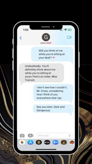 Sylvia Day Instagram - A look into Gideon and Eva’s texts. 🔥 What would you say if you had Gideon’s contact in your phone? ⁠
⁠
For all my Crossfire readers, more magic from this series is coming. Make sure to reserve Ireland now so you’re ready to dive back into the Crossfire world with Gideon’s sister! Link in my bio! ⁠
⁠
#MeetTheCharacterMonDAY⁠