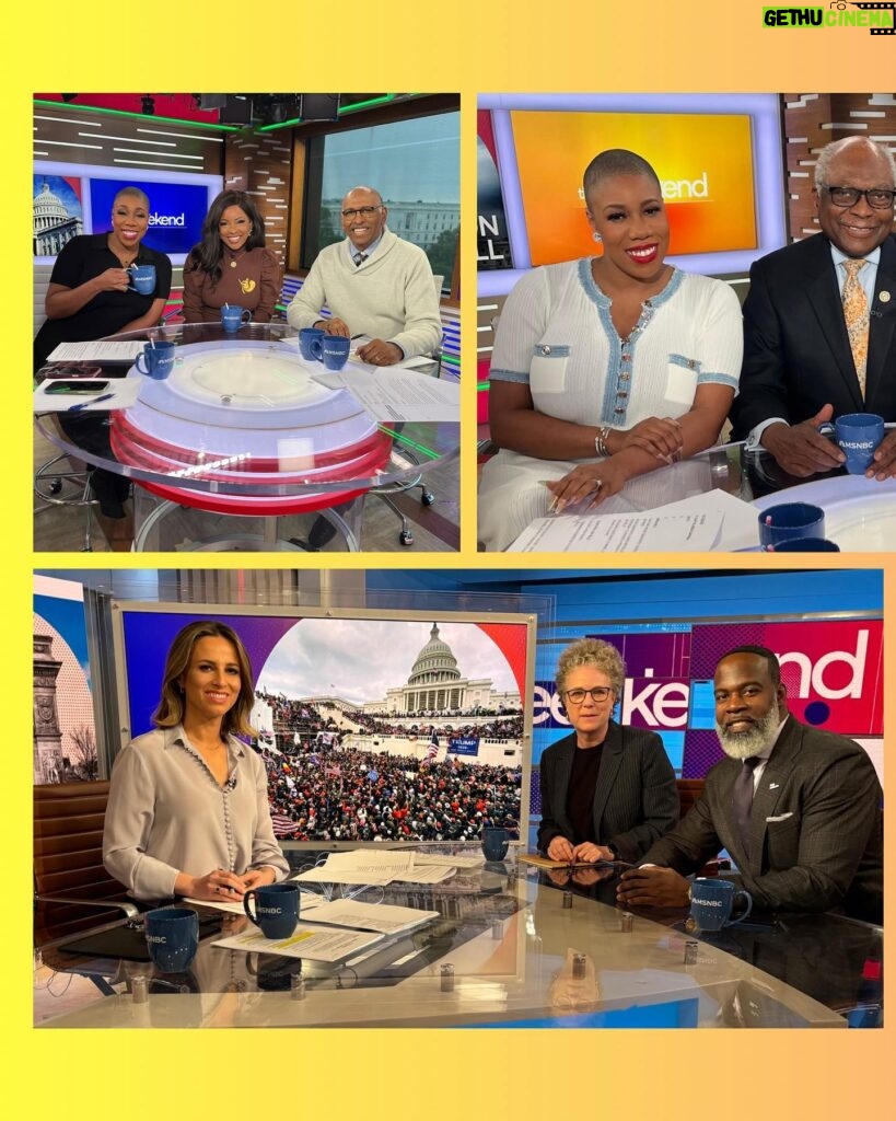 Symone Sanders Instagram - Thank you to our in-studio guests for joining The Weekend in New York and Washington, DC! Tune in every Saturday and Sunday from 8am-10am ET for more news and analysis with @aliciamenendezxo, @chairman_steele and @symonedsanders.💜🦚