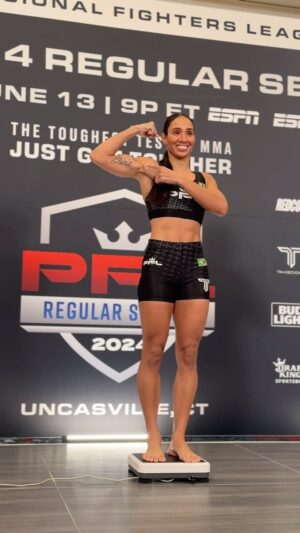 Taila Santos Instagram - ⚖️ @tailasantos.ufc weighs in at 125 3/4 lbs for her Women’s Flyweight bout 

Her bout against Jena Bishop is now official!

[ #PFLRegularSeason | Thursday, June 13th | 9pm ET on ESPN | 🎟️in bio ]