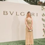 Talulah Riley Instagram - Well, thank you @bulgari for an incredible evening at Westminster Abbey. It was astonishing to see the cloisters and garden and crypt, and a view of London and the Houses of Parliament so rarely seen. ✨Thomas and I displaying @bulgari watch and earrings in back of taxi. Thank you for the loan of such lovely things ✨ And thank you @guerlain for sending the gorgeous @georgiosc and gifts xx Dress: @jennypackham Shoes: @louboutinworld Hair-husband: @earlsimms2 Make-up: @georgiosc Styling: @chercoulter 💎 Jewellery (and T’s watch): @bulgari 💎