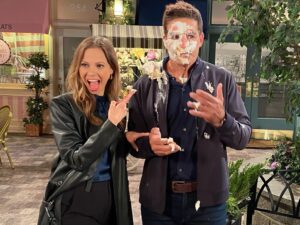Tamara Braun Instagram - #rava at their finest. Well, #ava. Well, Tamara? I sure did have fun smashing that cake in the face. @ggering was SUCH a GOOD sport about the whole thing. Well, come on, he got to eat cake!! 😂 seriously one of the most fun moments on @nbcdays . Happy Thursday people. Hope you get to eat cake (preferably #vegan). #tbt #cake #love #laugh #fun #throwback