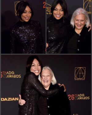 Tamara Taylor Instagram - What a magical night!! I got to present my friend #DonnaCline with a Lifetime Achievement Award AND squeeze @yvettenicolebrown✨ #adgawards @adg800