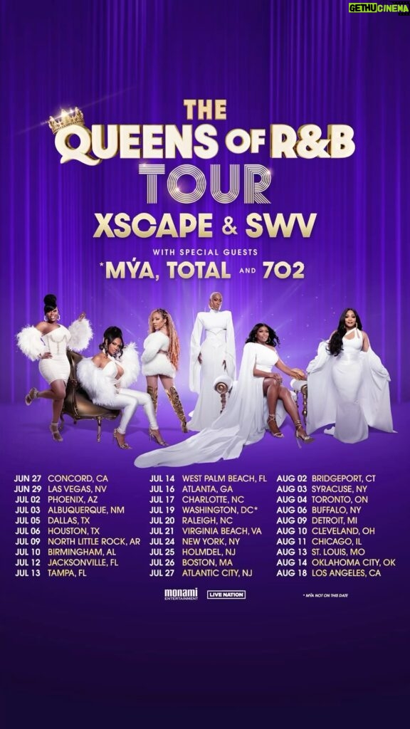 Tamara 'Taj' Johnson-George Instagram - ✨ IT’S TOUR TIME! ✨ So excited to go out with our sisters XSCAPE for THE QUEENS OF R&B TOUR and fellow 👑 Mýa, Total, and 702! Tickets go on sale Friday, March 29 at 10 am local. See you all soon. 😘 #xscape #swv #mya #total #702 #queensofrnb #fyp