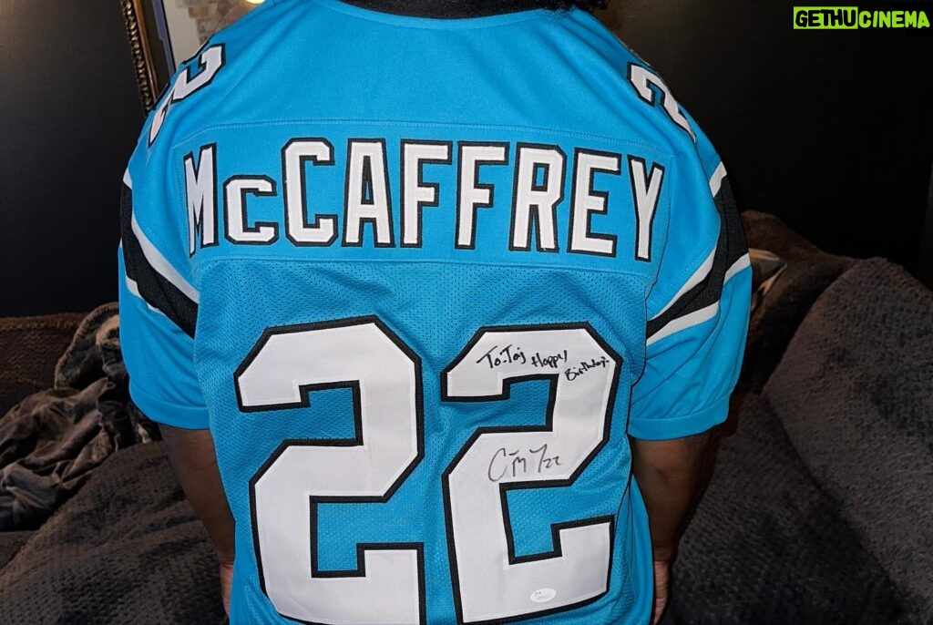 Tamara 'Taj' Johnson-George Instagram - As much as I love @taylorswift & the Kelces, I've been a @christianmccaffrey fan since he played at @stanfordfball 🏈. Go Niners🏈 #football #swiftie #chtistian #mccaffrey #sblviii #letsgo #kelce #9ers #niners #congrats
