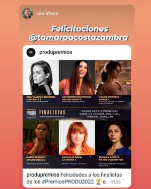 Tamara Acosta Instagram - Gracias a @produpremios por esta nominación y a @casiafoco @altirosapiens por este hermoso y necesario proyecto que lamentablemente no obtuvo los fondos del @cntvdechile para su segunda temporada.