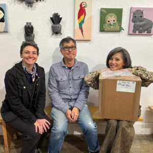 Tamlyn Tomita Instagram - ❤️❤️❤️
The love of art and artists. 

Came by @giantrobotstore at GR2 Gallery right as they putting the finishing touches for their current exhibition, “Original Assembly” featuring works by artists like the wonderful @cassloop !!! GOOO CASSIA!!! 🥳

Finally getting around to pick up a piece I was SOOOO EXCITED to purchase last year by @jlima_studio /Jenn Lima’s “Kyūbi no Kitsune” that I just HAD to have…🔥🔥🔥🔥🔥🔥🔥🔥🔥

What a delight it is to discover artists that speak, shout, whisper, and most of all, share their souls and hearts. 🙏🏼❤️✨

It’s an honor to welcome you into our home. 🙌🏼