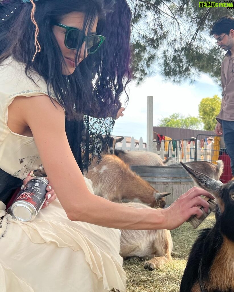 Tania Raymonde Instagram - drank meade braved a maze chilled w goats curtsied like maidens and basically went medieval as F at Ren Faire with @imdanadelorenzo