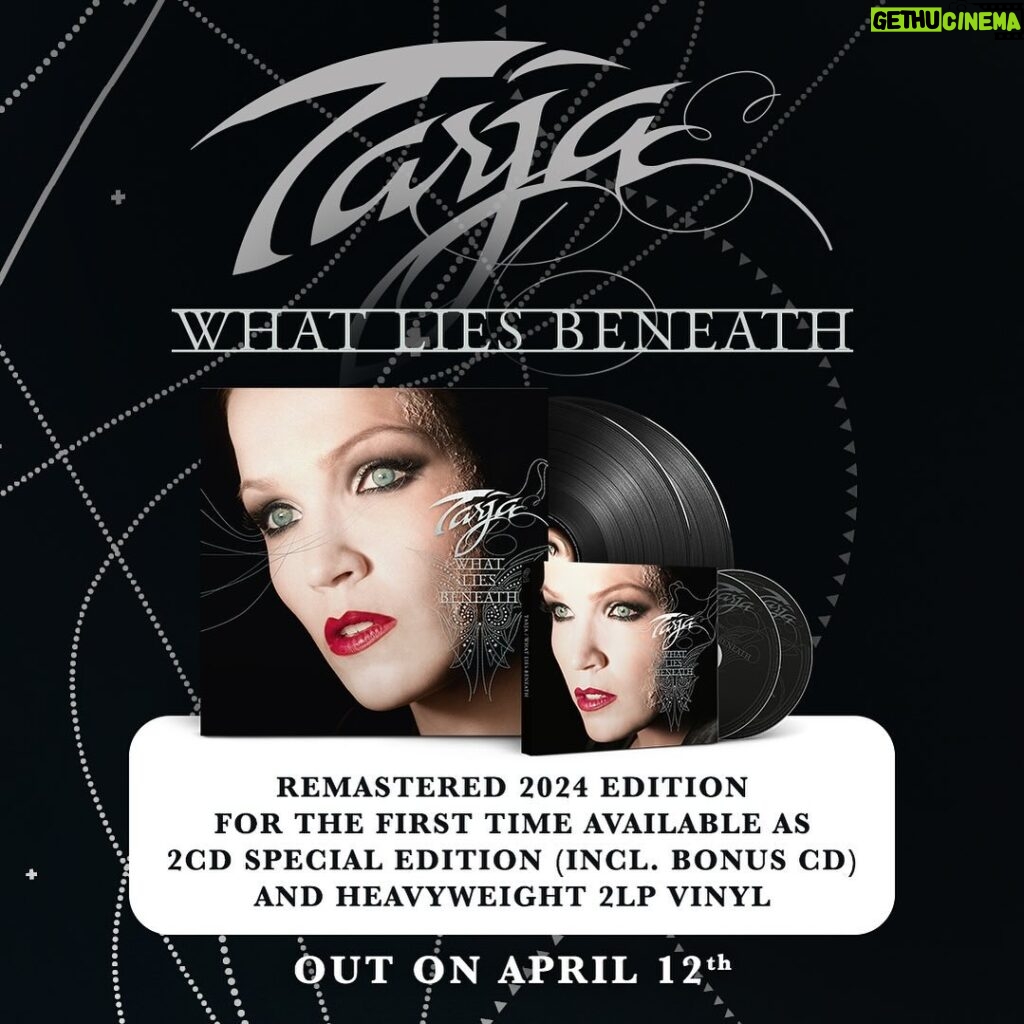 Tarja Turunen Instagram - Tarja’s second album “What Lies Beneath” (2024 Edition) is being released as 2CD Special Edition and Heavyweight 2LP Vinyl for the first time ever! It comes with a beautifully restored artwork, highest quality remastered Audio (at Sterling Sound) & brand new bonus CD including alternative versions, single edits and remixes. You can preorder and presave your copy as of now! Out on April 12th!