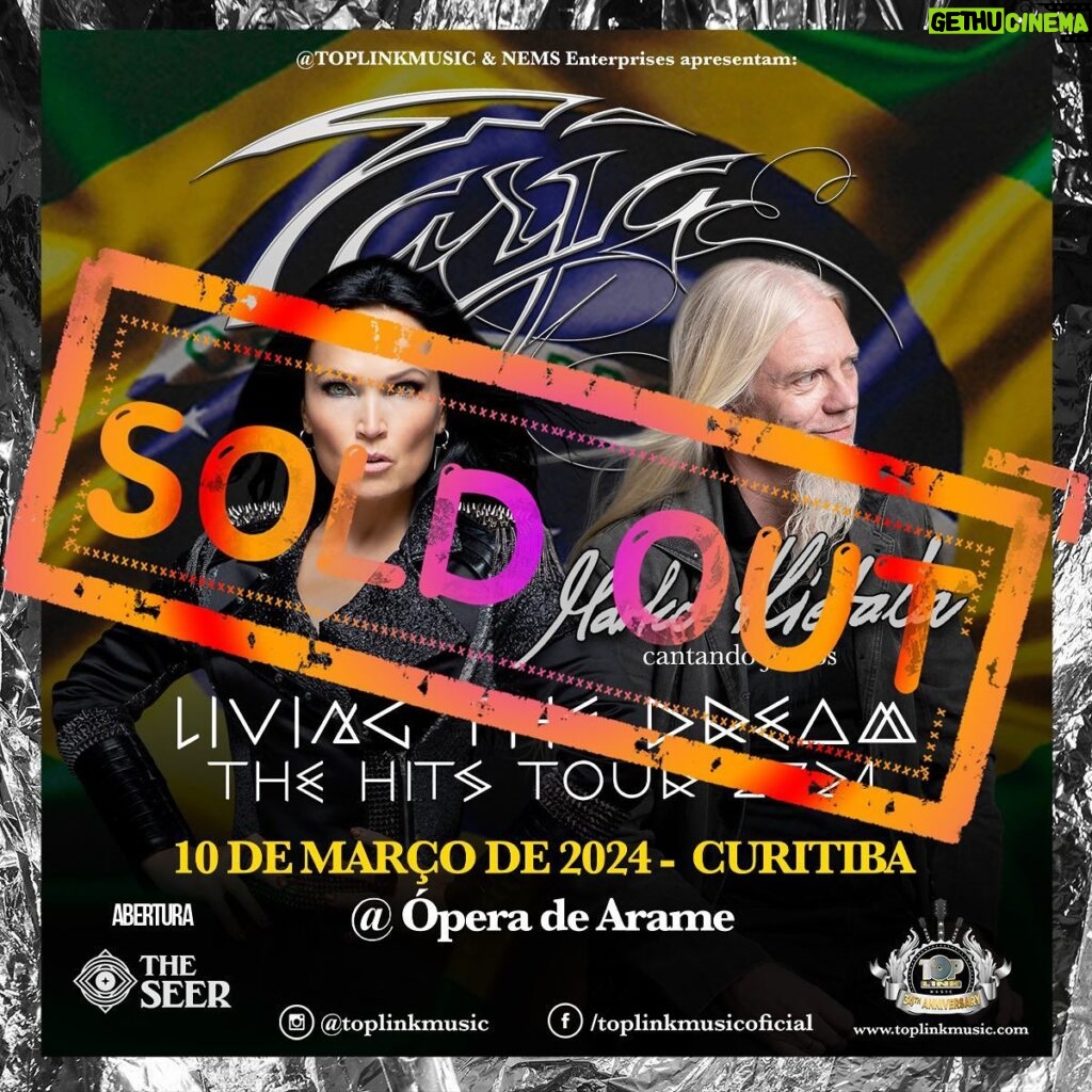 Tarja Turunen Instagram - Wow, Brazil! The Belo Horizonte, Curitiba and Porto Alegre shows are sold out! Grab a ticket for one of the other dates before they are gone!