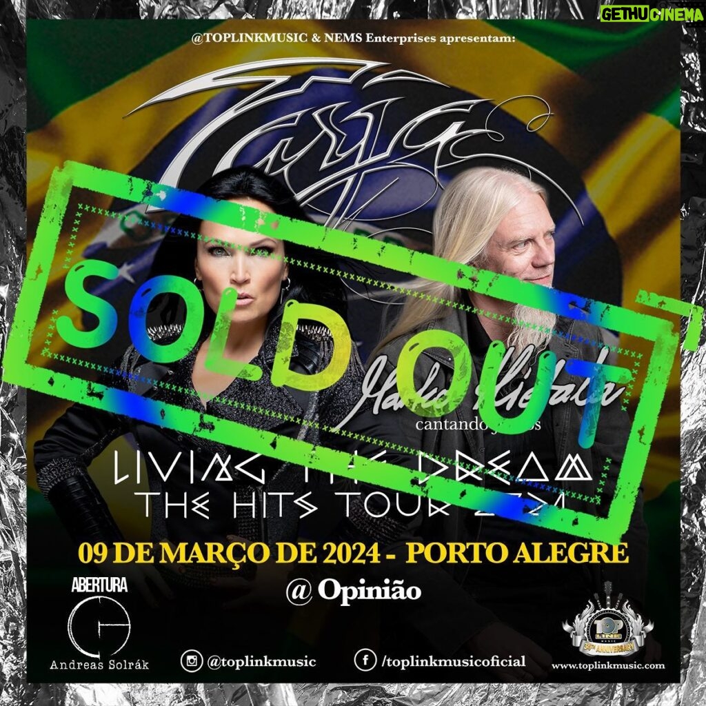 Tarja Turunen Instagram - Wow, Brazil! The Belo Horizonte, Curitiba and Porto Alegre shows are sold out! Grab a ticket for one of the other dates before they are gone!