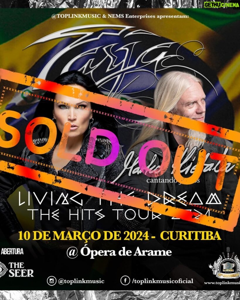 Tarja Turunen Instagram - I am getting super excited about my journey to South America for the tour that starts already next week! Yeah!! Few meet&greets still are available for these shows and the tickets are running fast for the tour. Buenos Aires, Curitiba and Porto Alegre are sold out. I hope to see you there rocking with me. Thank you for the opportunity! ♥️🤟🏻 @marko_hietala_official #livingthedream #thehitstour