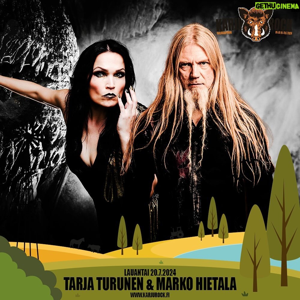 Tarja Turunen Instagram - Finland! See you in summer, with Marko Hietala special guest, at Karjurock on July 20th, as part of the Living The Dream - Summer 2024 Tour. Info and tickets link in stories and highlights.
