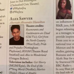 Tasie Lawrence Instagram - So immensely proud of @alexjsawyer watching him play Alexander Hamilton in the West End tonight. You were sensational!