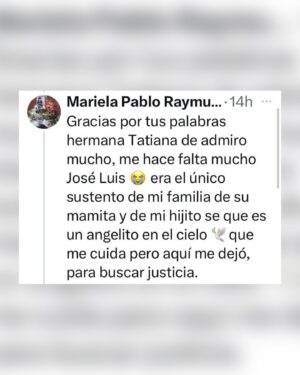 Tatiana Astengo Instagram - Jose Luis Aguilar Yucra (20 años) 
Retornaba después del trabajo a su casa cerca al aeropuerto de Ayacucho cuando al asomar la cabeza por una esquina recibió un impacto de bala en el cráneo. Su muerte fue instantánea. 
Jose Luis no participaba de la marcha, padre de un niño de 2 añitos! 
Esa es la tragedia como bien dice @rosamariapalacios.pe detrás de todo este despropósito hay seres humanos, familias, niños, huérfanos…
Aquí se trata del derecho a la vida! 
Este joven ayacuchano ya había sido víctima del conflicto armado, primero mataron a su madre y los militares desaparecieron a su hermano y hace un año otro militar le quita la vida. 
A su niño solo le queda besar la fotografía de José Luis 🥹 (ver foto)
la pareja de José Luis, Mariela Pablo, me escribió ayer vía X ( Twitter) para contarme que esta barbarie vestida de política le arrebató su único sustento y la posibilidad que su hijo creciera al lado de su padre. 
Esto no es justo! Morir así no es justo y menos sabiendo que se trataron de órdenes de parte de quienes deberían protegernos! 
Acabaron con sus sueños y le quitaron el abrazo de su padre a un niño. 

#nosfaltan50
#dequecolorsontusmuertos 
@mariocolan 
@cnddhhperu 
@larca.meicap 
#niolvidoniperdon

dequecolorsontusmuertos.pe