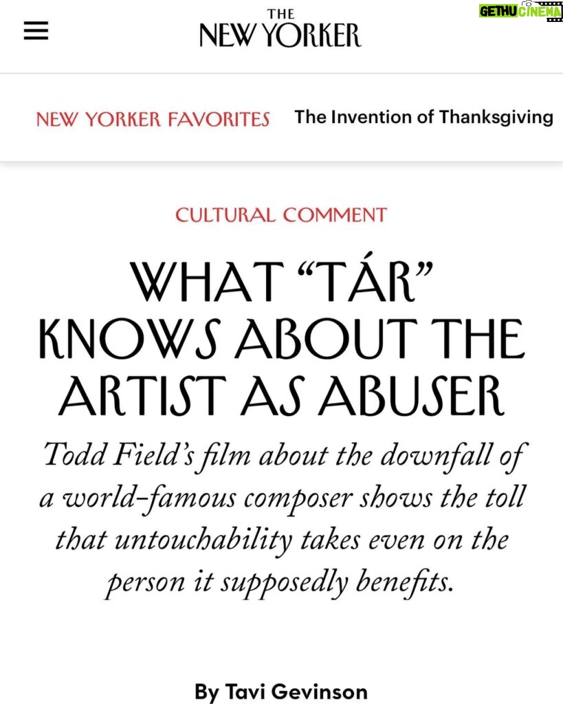 Tavi Gevinson Instagram - I wrote about TÁR for the New Yorker 🤳🏼 link in bio 🪗 thank you @newyorkermag!