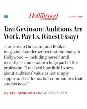 Tavi Gevinson Instagram - Audition pay is in the @sagaftra contract but most performers don’t know about it! So I wrote this for @hollywoodreporter using what I’ve learned as a founding volunteer of @auditionsarework. I tried to distill our amazing group’s work over many months and to understand why it’s somehow radical for actors to talk about their owed wages. Link in bio to read in full ☀️
Thank you @vanessalchester @teeocho @iamtelesmar @carynwestsfa for refining these points with me 💛 join us Thursdays on zoom for @auditionsarework office hours 😃