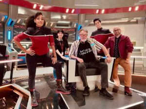 Tawny Newsome Instagram - the nice ppl at @allaccesstrek told me it’s never too late for crossover bts so here go some pics .
.
.
.
#strangenewworlds #thoseoldscientists #startreklowerdecks @startrekonpplus @startrek